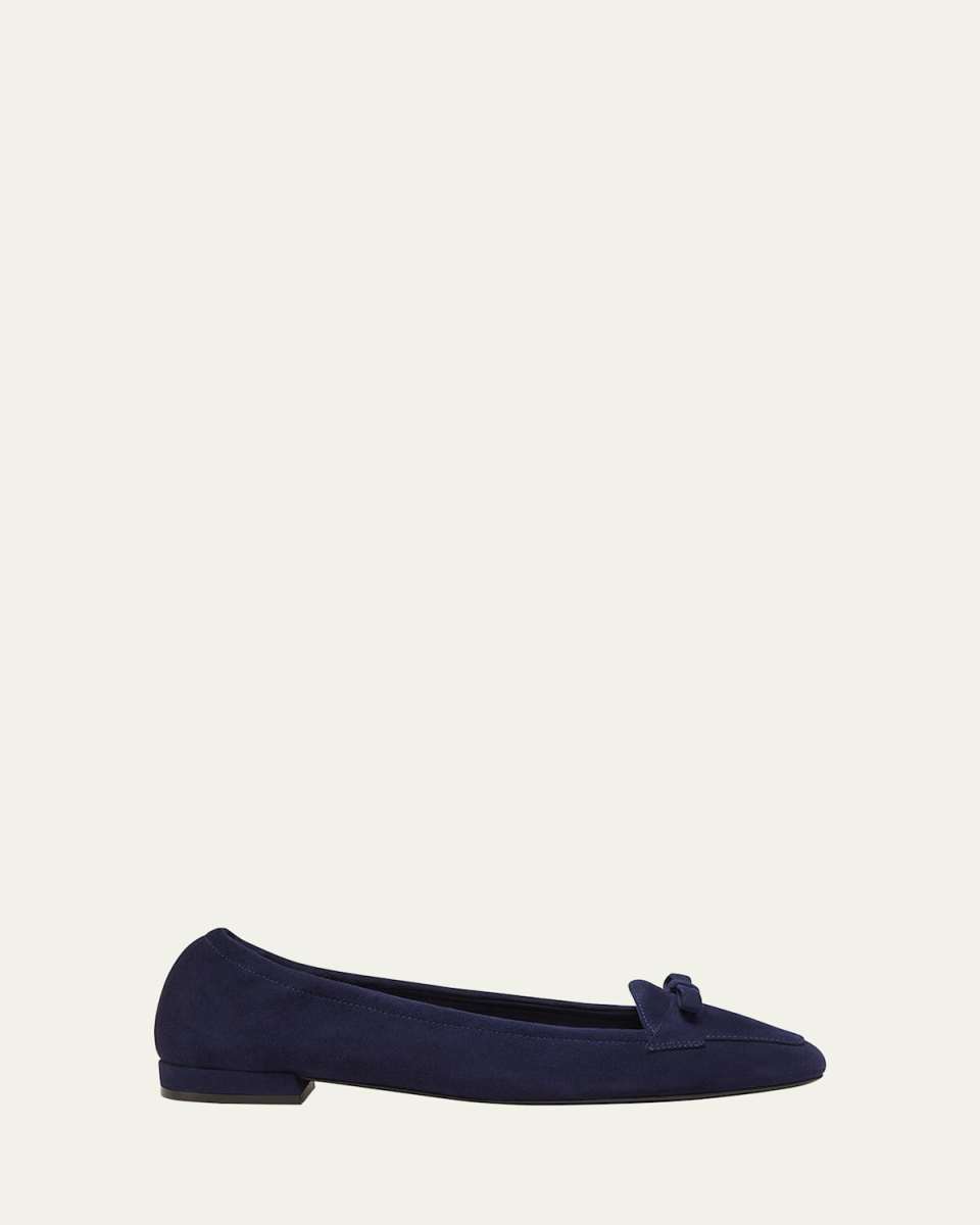 Tully Suede Bow Ballerina Loafers